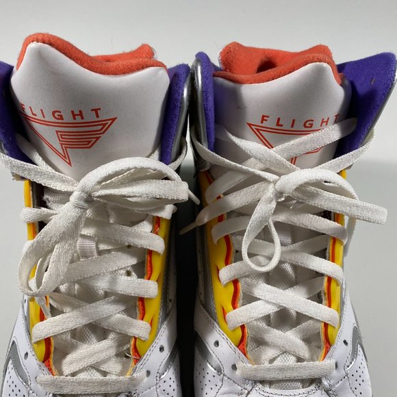 329984-100 Nike Air Flight Lite High White/Metallic Silver-Hyper Grape mens 10.5 - Picture 3 of 8
